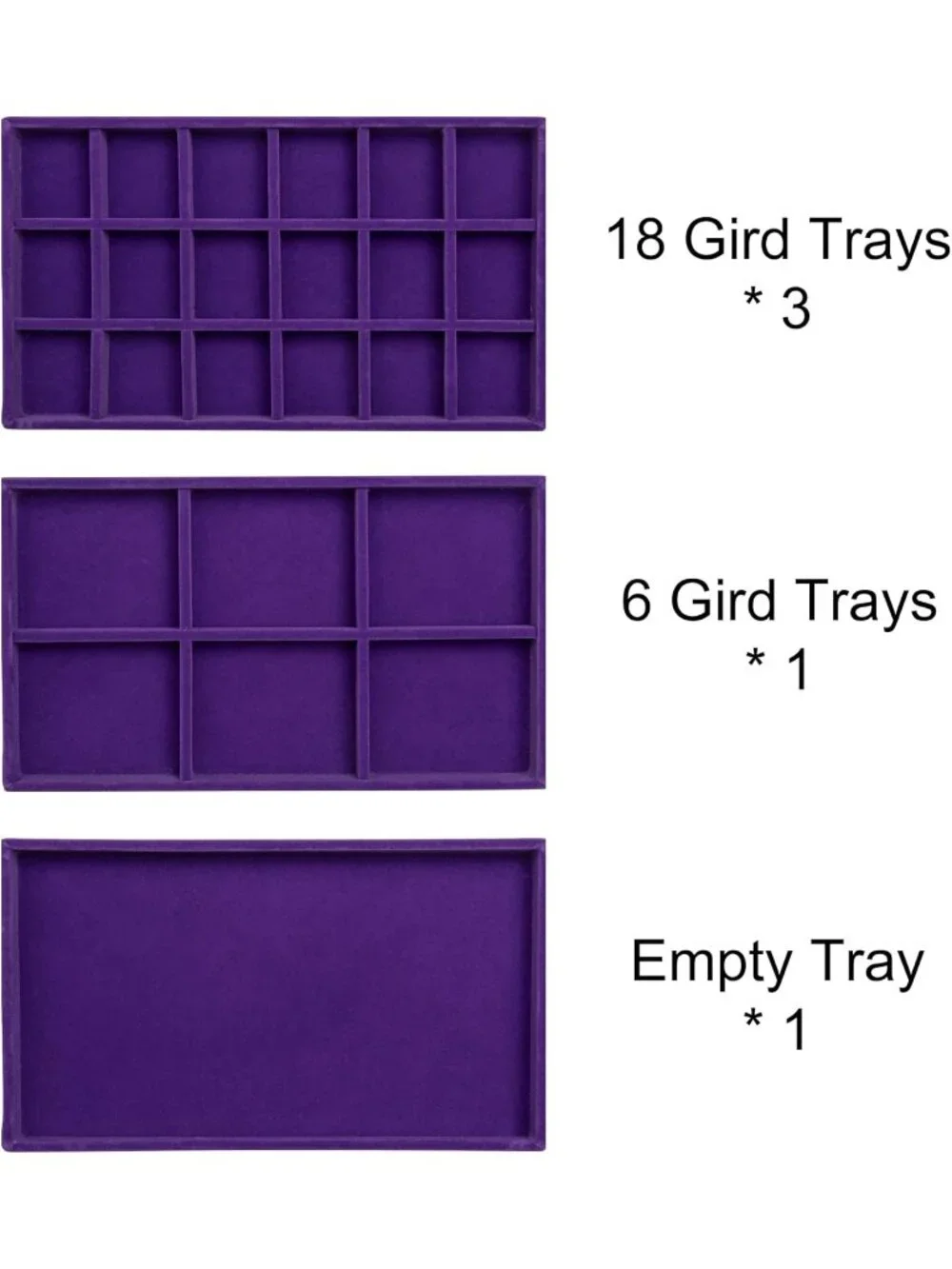 Acrylic Purple Jewelry Box5 Drawer Organizer 61 Grid Earring Bracelet Storage